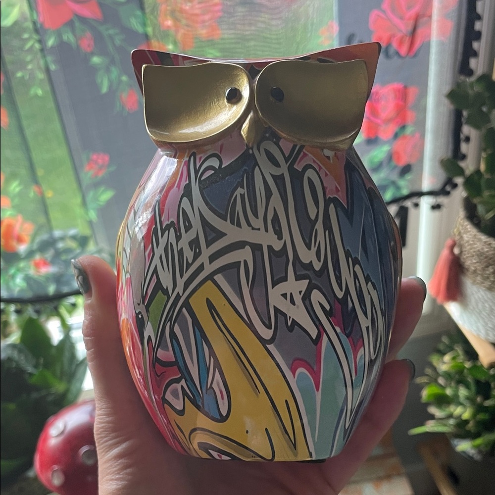Colorful Graffiti Owl Figurine decent size